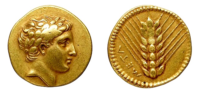 Wertvolle altgriechische Goldmnze aus Lucanien